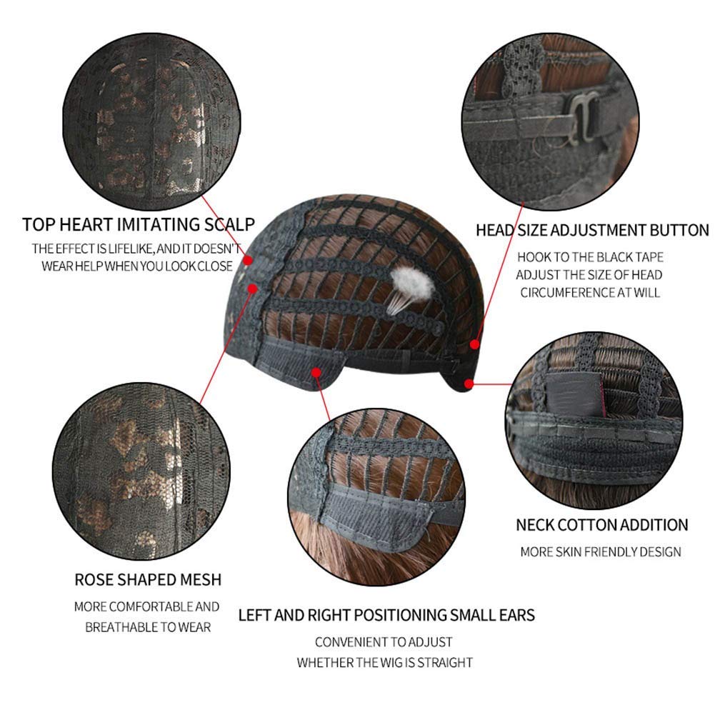 22 Inches long Hair Wig for Women Black Synthetic Hair Natural Long Straight Wig With Bangs Party Cosplay Wig for Girl (Black brown)