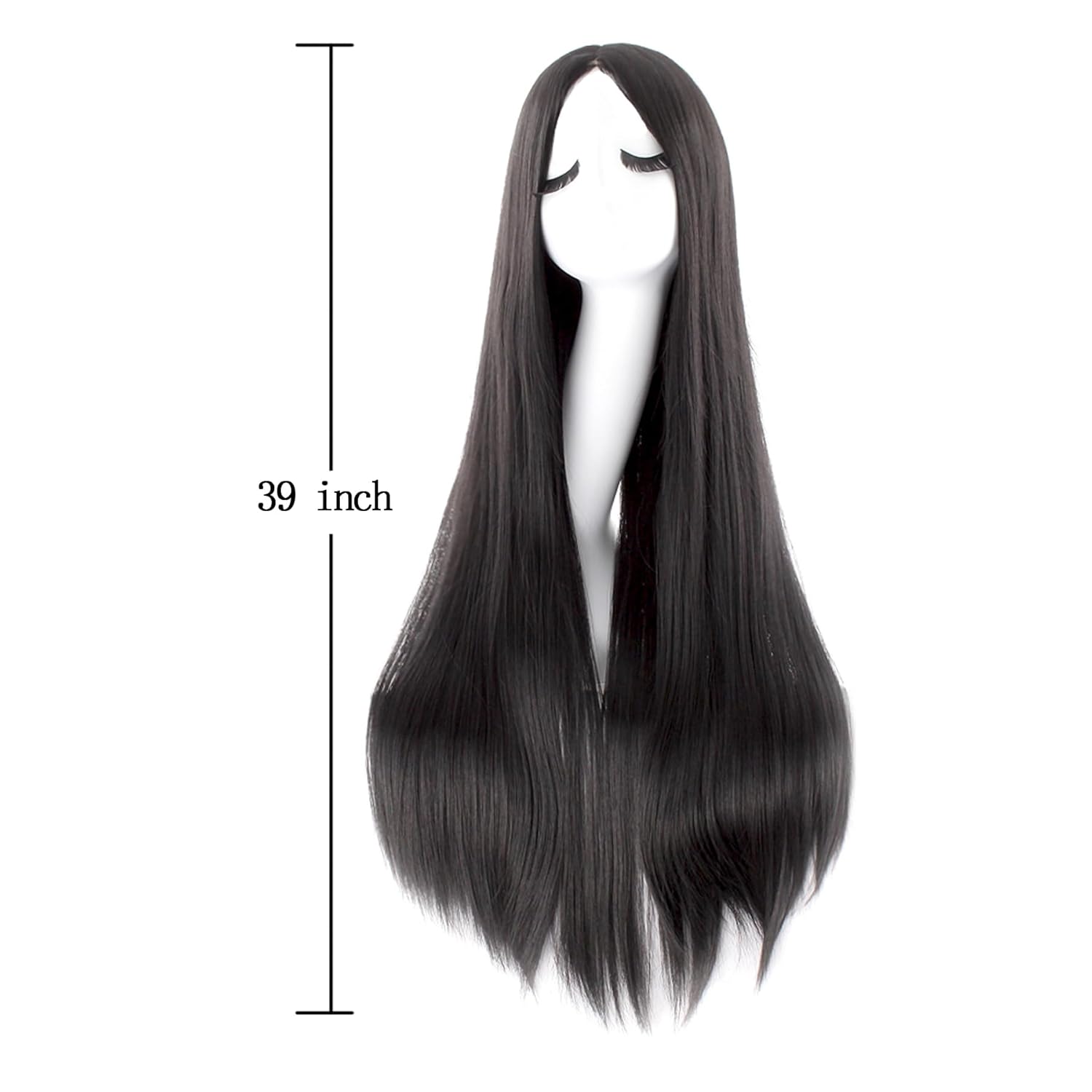 40 Inch/ 100 cm Carve Long Straight Cosplay Wig Anime Costume Party Wig (Black) Brand